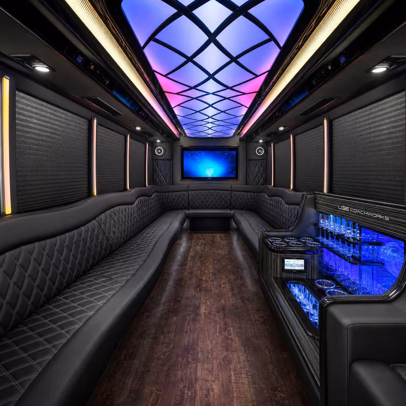 15 Passenger Party Bus Interior