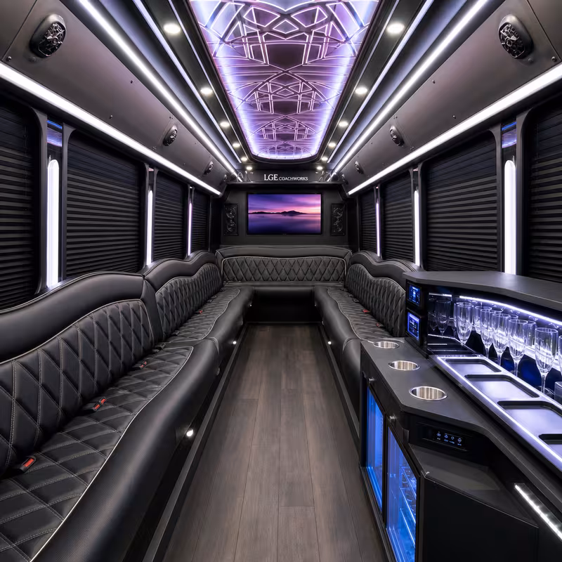 15 Passenger Party Bus Interior