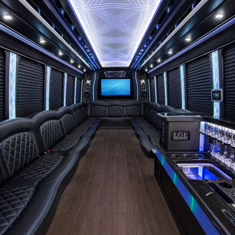 18 Passenger Party Bus Interior