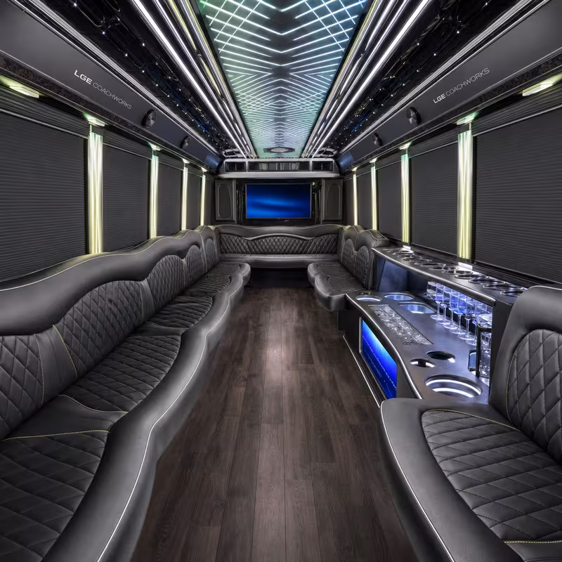 18 Passenger Party Bus Interior