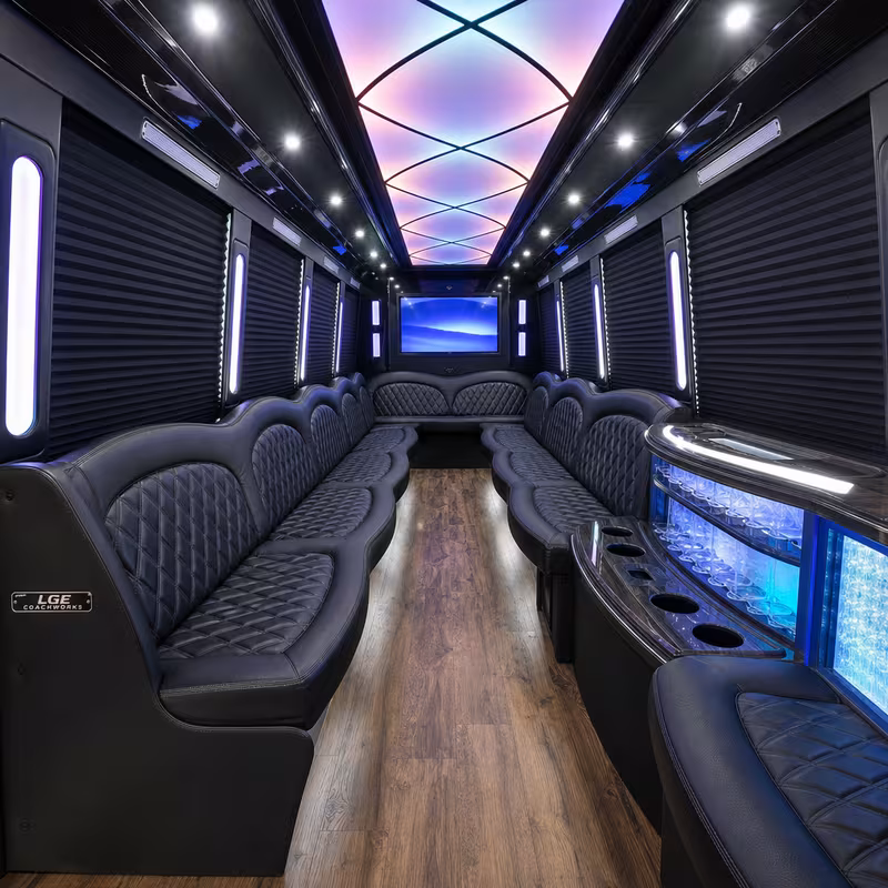 20 Passenger Party Bus Interior