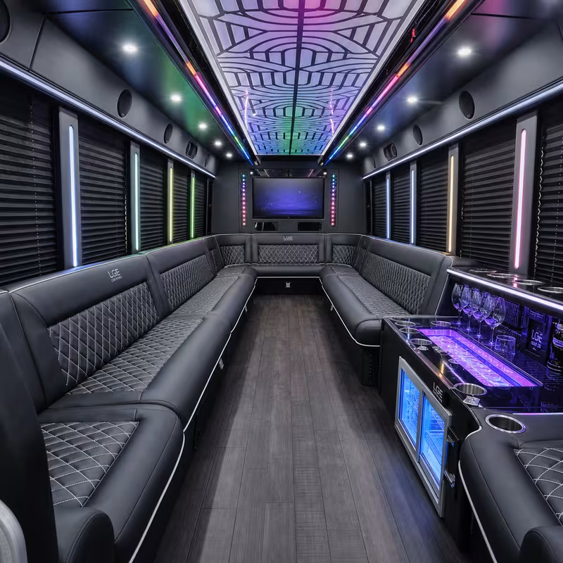 25 Passenger Party Bus Interior