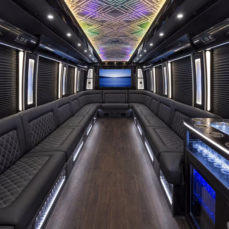 28 Passenger Party Bus Interior