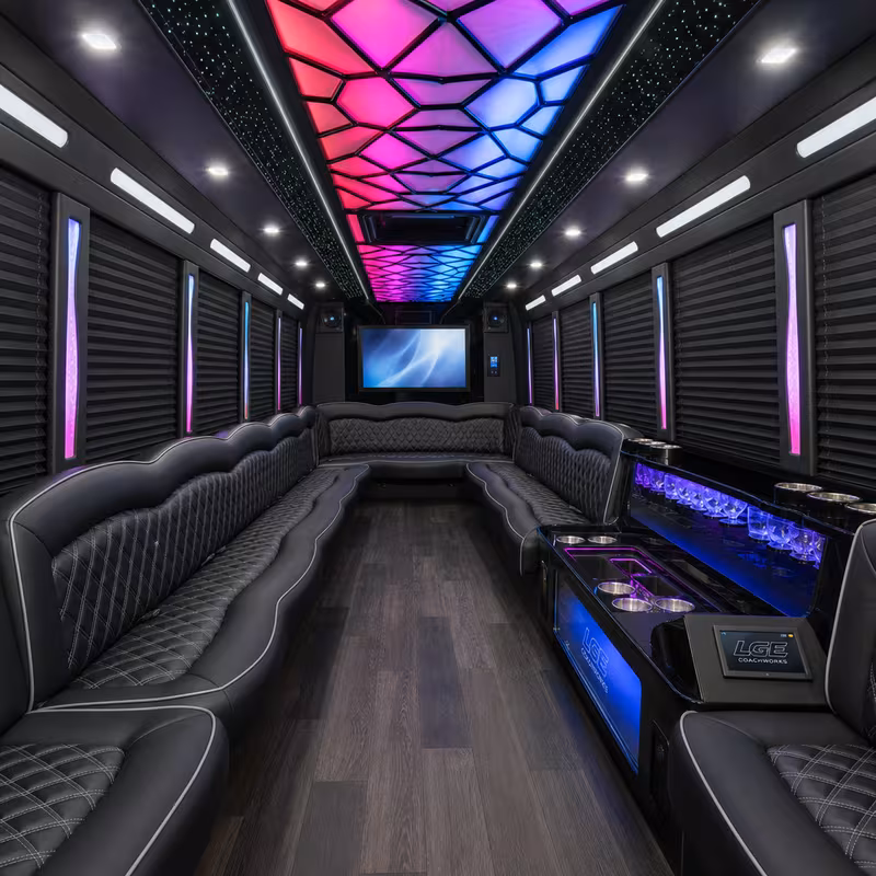 30 Passenger Party Bus Interior