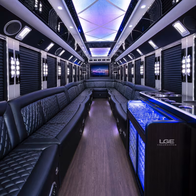 50 Passenger Party Bus Interior