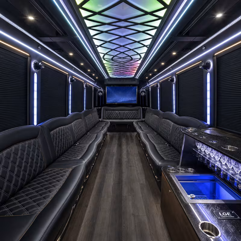 50 Passenger Party Bus Interior