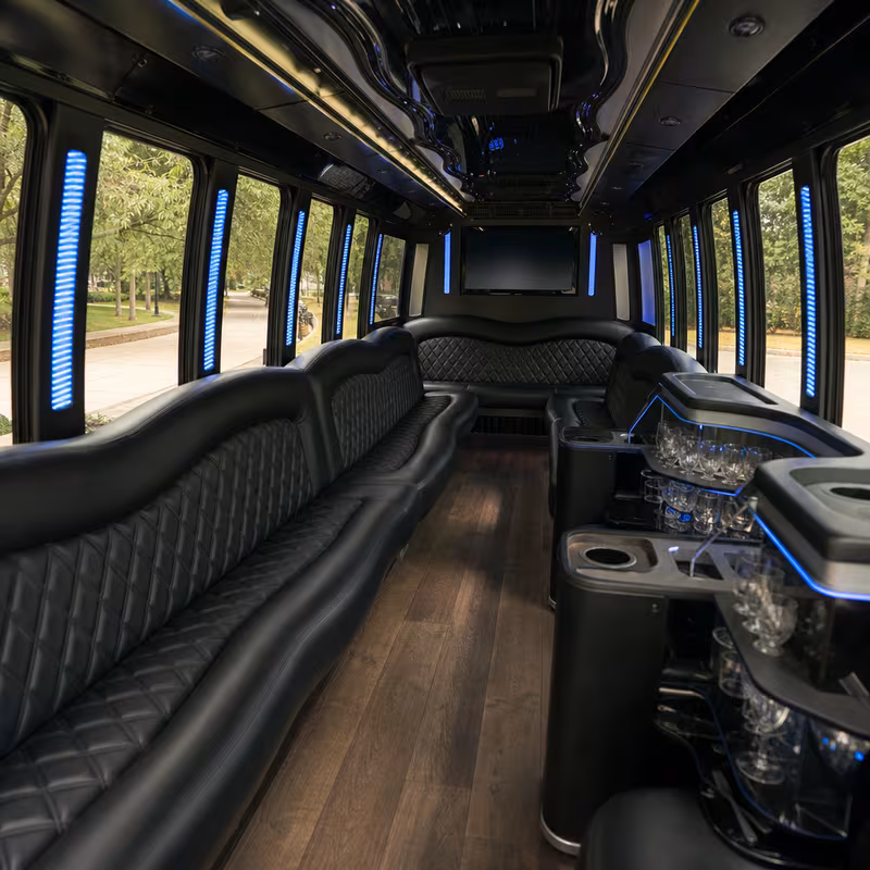 Passenger watching the Sacramento scenery during a regional party bus road trip
