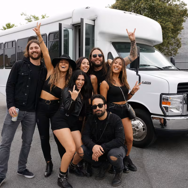 Black Mercedes Sprinter van staged for an Sacramento Concert Transportation group