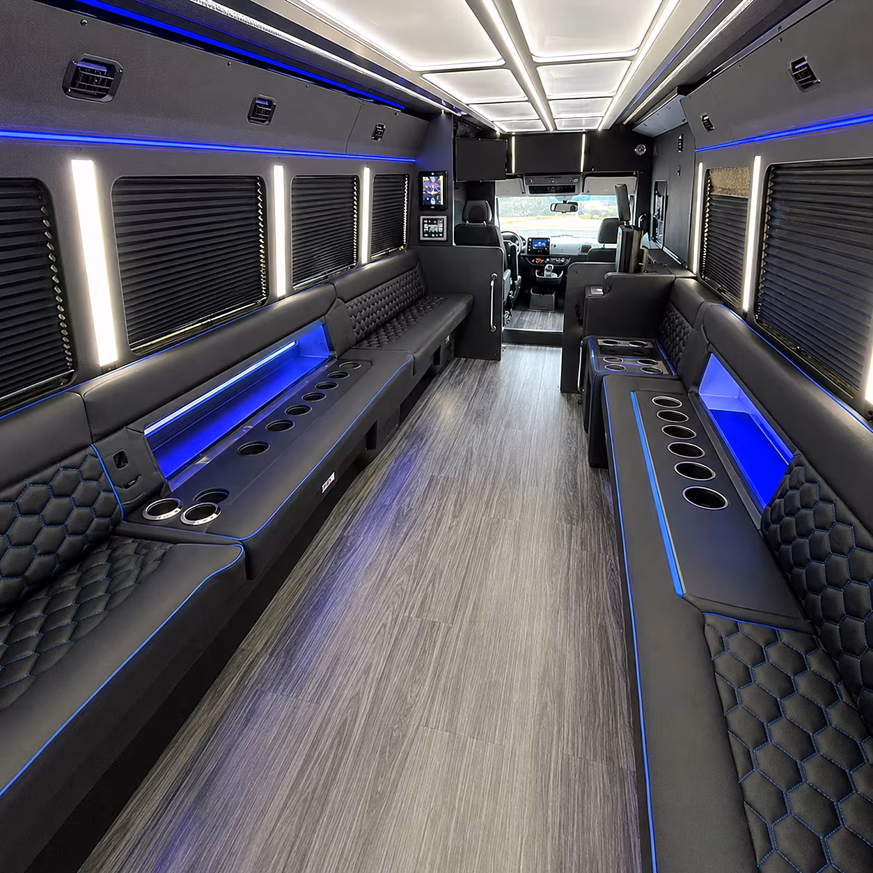 Sacramento Birthday, Sweet 16, & Quinceañera Transportation party bus interior