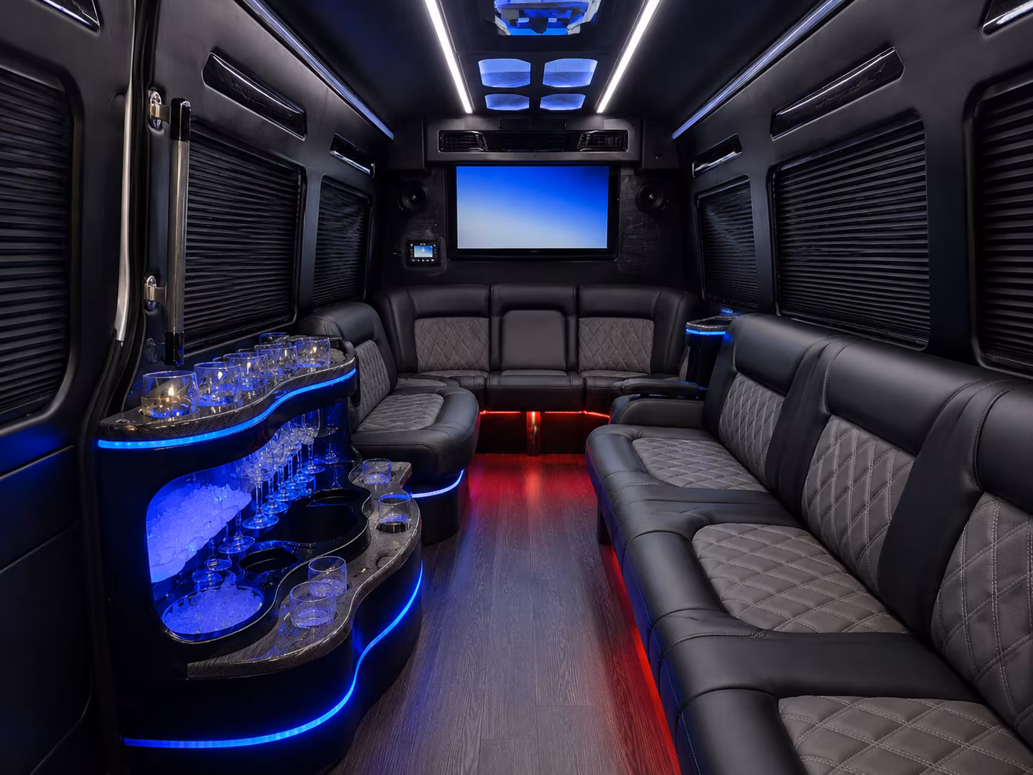 Sacramento School Event Transportation party bus exterior