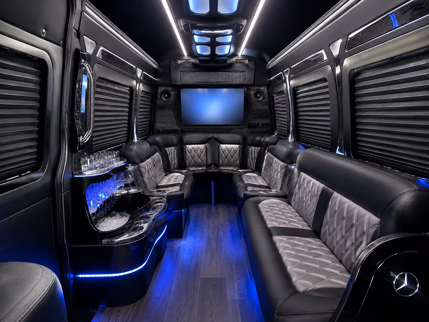 Sacramento School Event Transportation party bus interior