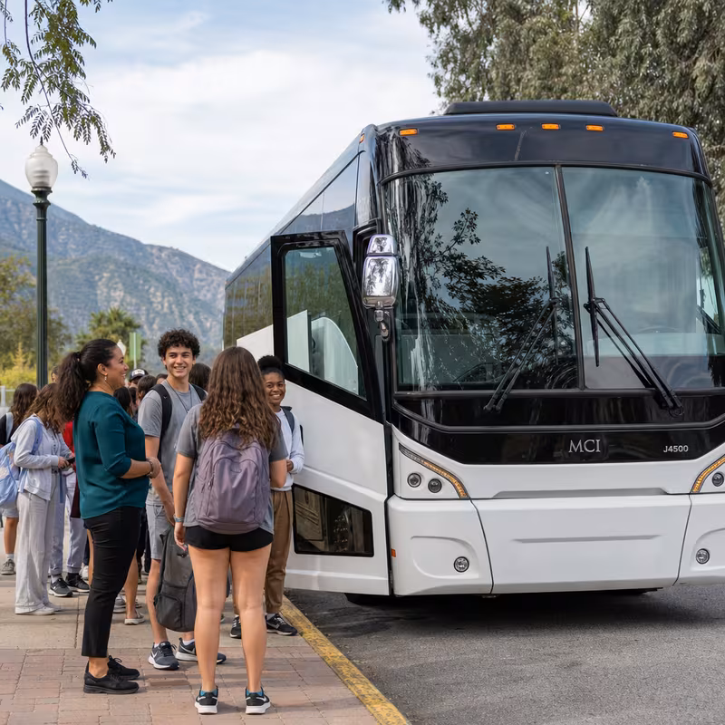 Black Mercedes Sprinter van staged for an Sacramento School Transportation group