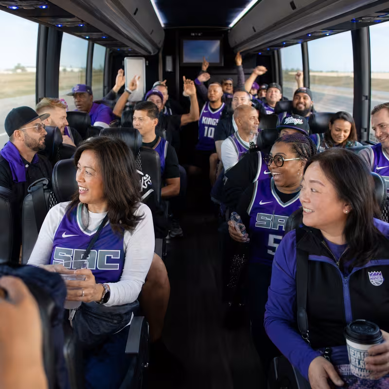 Black Mercedes Sprinter van staged for an Sacramento Sporting Event Transportation group