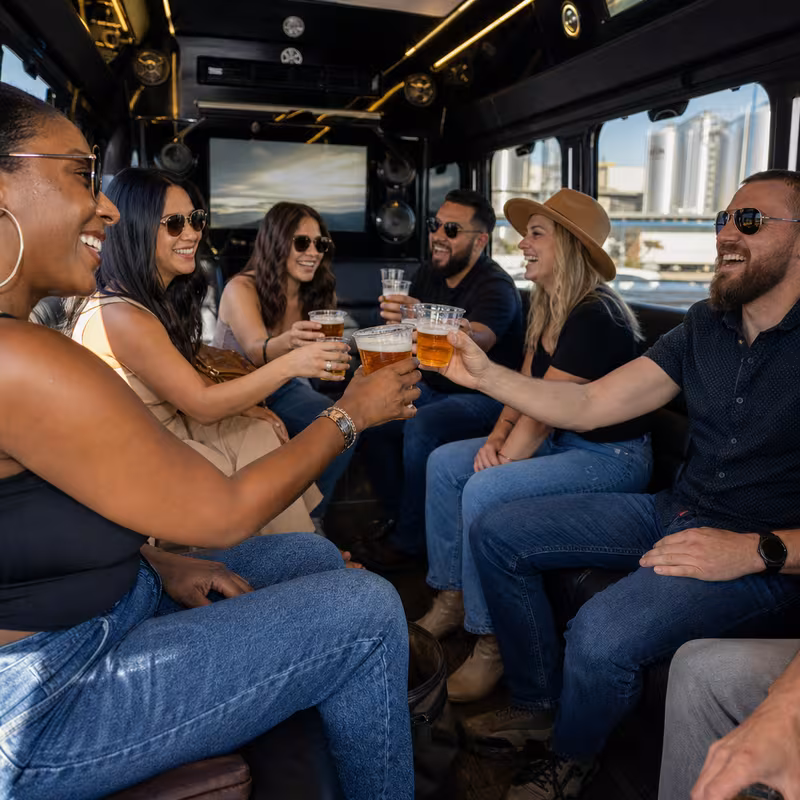 Black Mercedes Sprinter van staged for an Sacramento Winery & Brewery Tour Transportation group